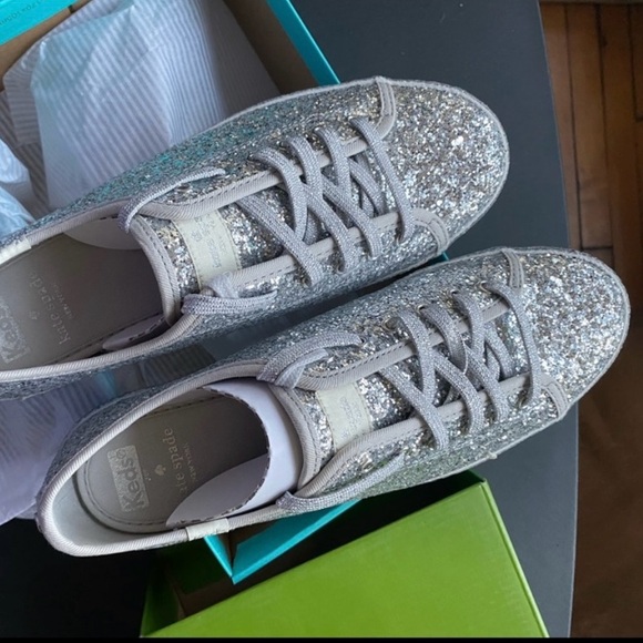 kate spade ♠️ Keds Silver Glitter Kicks - Picture 4 of 10